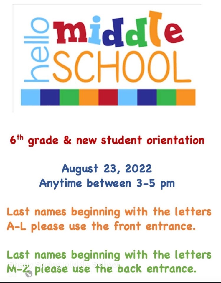 6th grade and new student orientation 